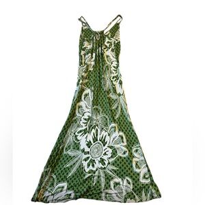 Green Floral Sleeveless Maxi Dress